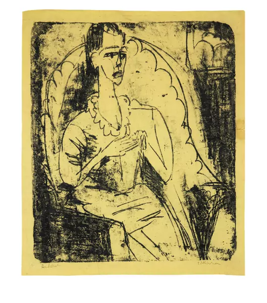 Ernst Ludwig Kirchner — Fanny im Lehnstuhl - Fanny Wocke — Galerie Kornfeld