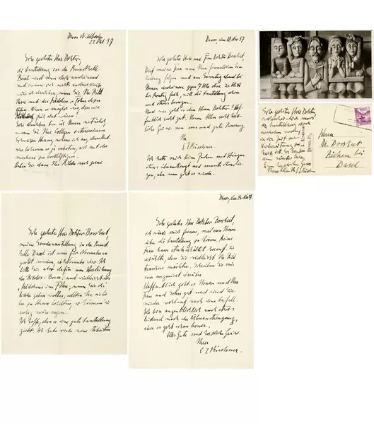 Ernst Ludwig Kirchner — Korrespondenz an Jakob Bosshart 4 Briefe an Jakob Bosshart, zwischen 22. Oktober 1937 und 25. November 1937 sowie 1 Postkarte vom 12.10.1937 (Poststempel) — Galerie Kornfeld