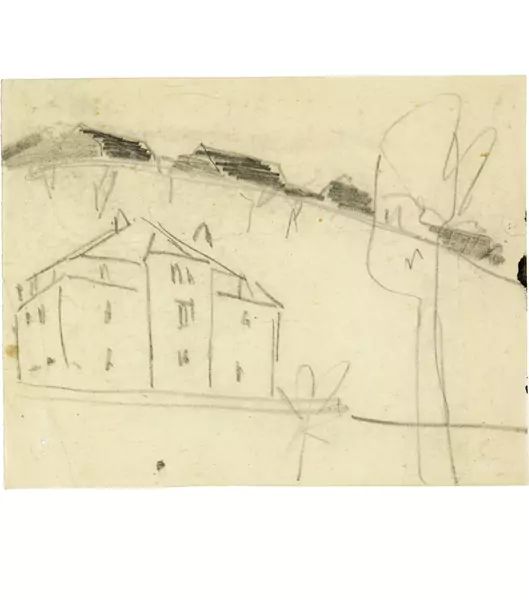 Ernst Ludwig Kirchner — Skizze eines Hauses im Park — Galerie Kornfeld