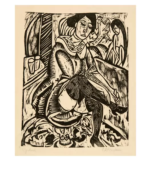 Ernst Ludwig Kirchner — Frau, Schuh zuknöpfend — Galerie Kornfeld
