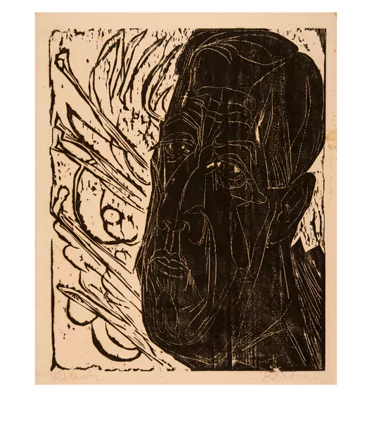 Ernst Ludwig Kirchner — Kopf van de Velde, dunkel - Schwarzer van de Velde-Kopf — Galerie Kornfeld