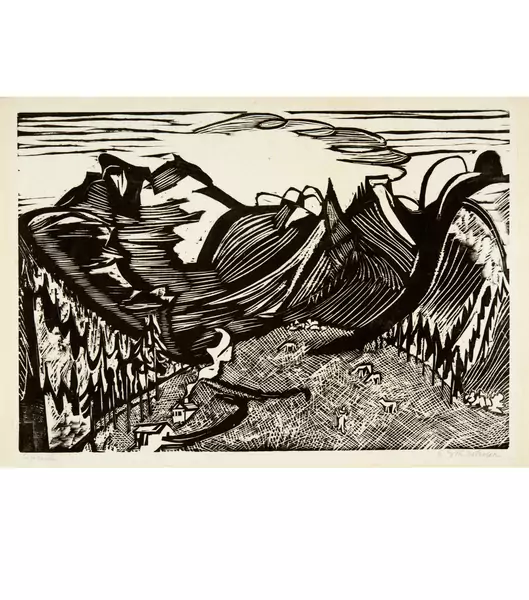 Ernst Ludwig Kirchner — Berglandschaft mit Alp — Galerie Kornfeld