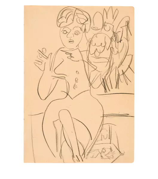 Ernst Ludwig Kirchner — Sitzende Frau mit Blumenstrauss — Galerie Kornfeld