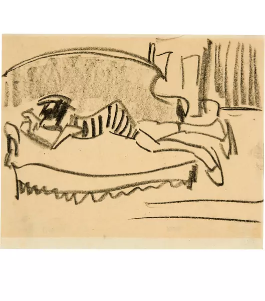 Ernst Ludwig Kirchner — Marcella auf dem Sofa — Galerie Kornfeld