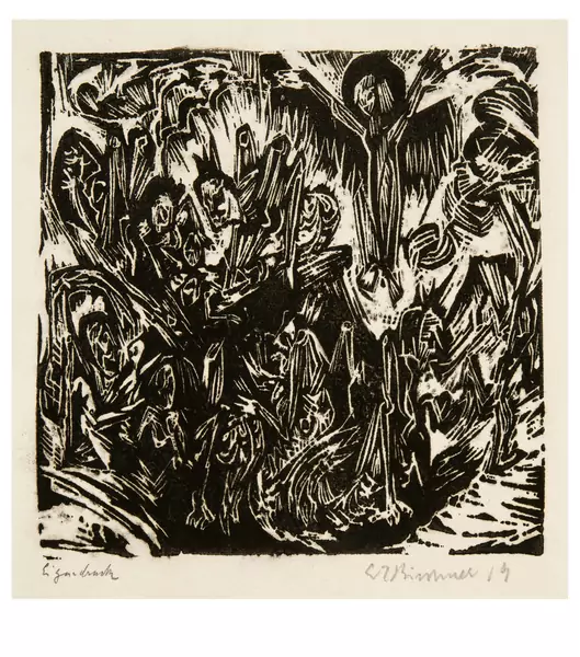Ernst Ludwig Kirchner — Die menschenquälenden Heuschrecken Blatt aus der Apokalypse, 1918/19 — Galerie Kornfeld