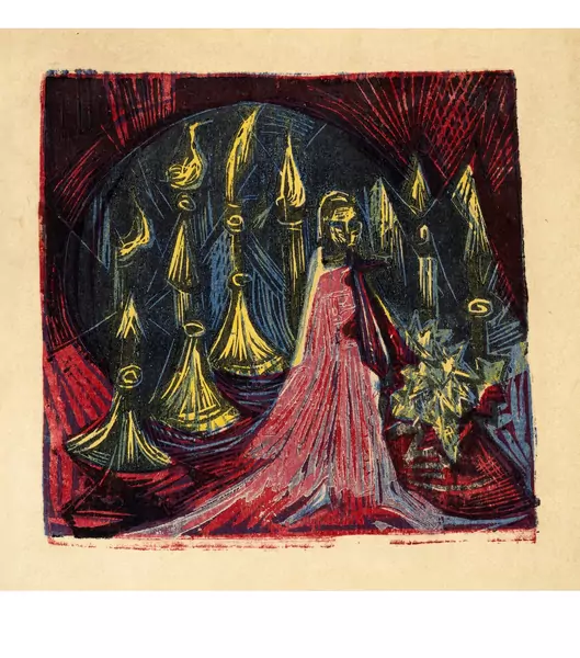 Ernst Ludwig Kirchner — Der Mann mit dem zweischneidigen Schwert - Vision der sieben Leuchter Blatt aus der Apokalypse — Galerie Kornfeld