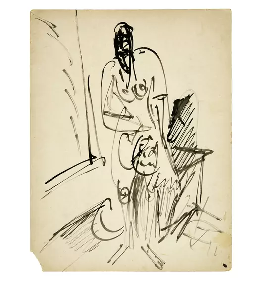 Ernst Ludwig Kirchner — Stehender weiblicher Akt, sich waschend — Galerie Kornfeld