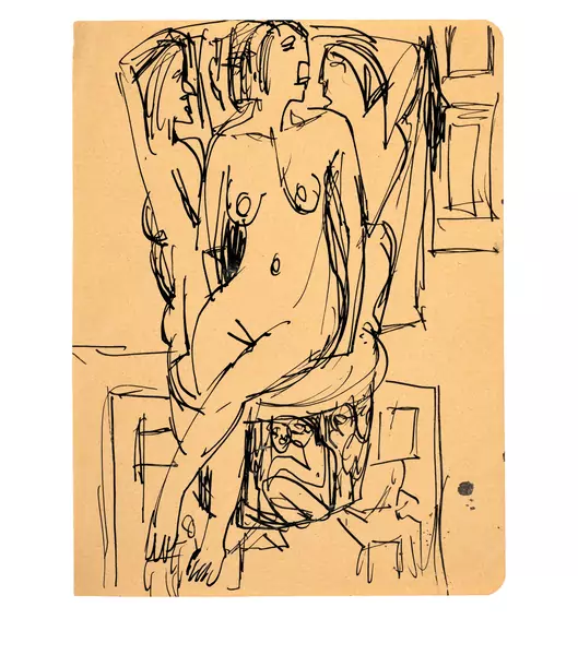 Ernst Ludwig Kirchner — Erna auf dem Adam-und-Eva-Stuhl — Galerie Kornfeld