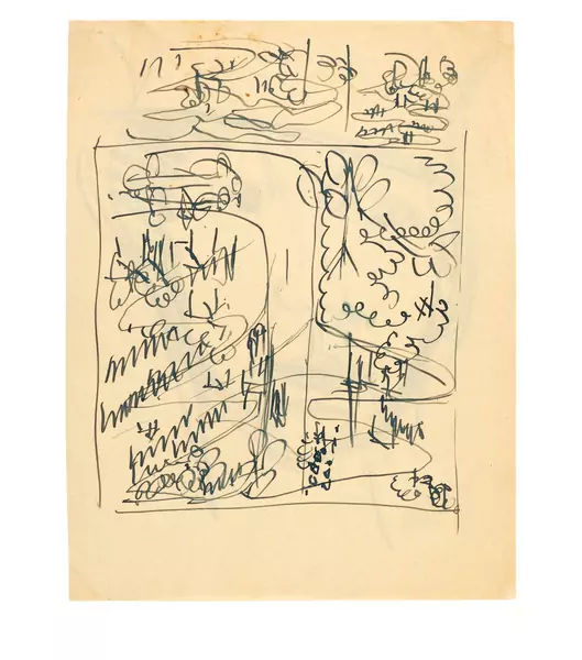 Ernst Ludwig Kirchner — Ideenskizze für einen Wandteppich (recto), Kopf mit Hut (verso) — Galerie Kornfeld