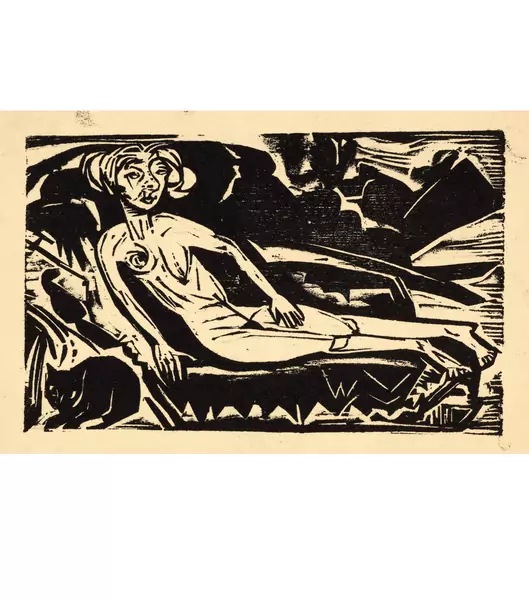 Ernst Ludwig Kirchner — Blonde Frau auf Sofa — Galerie Kornfeld