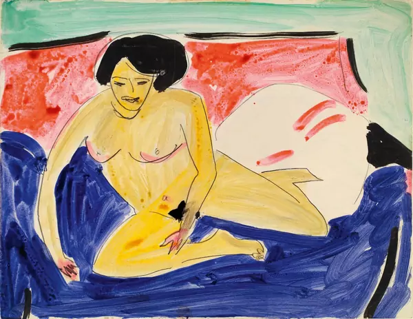 Ernst Ludwig Kirchner — Sitzender Akt auf Diwan — Galerie Kornfeld