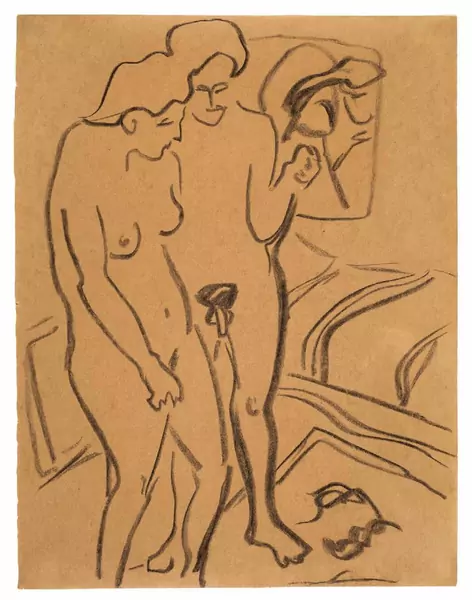 Ernst Ludwig Kirchner — Nacktes Paar im Atelier — Galerie Kornfeld