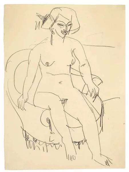 Ernst Ludwig Kirchner — Sitzender Akt auf einem Sessel — Galerie Kornfeld