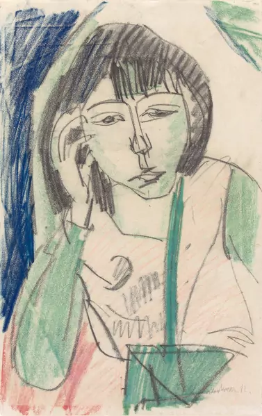 Ernst Ludwig Kirchner — Erna von vorne, Brustbild — Galerie Kornfeld