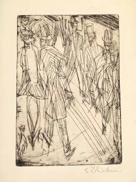 Ernst Ludwig Kirchner — Strassenszene mit Hündchen — Galerie Kornfeld