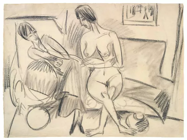 Ernst Ludwig Kirchner — Nackte und bekleidete Frau — Galerie Kornfeld