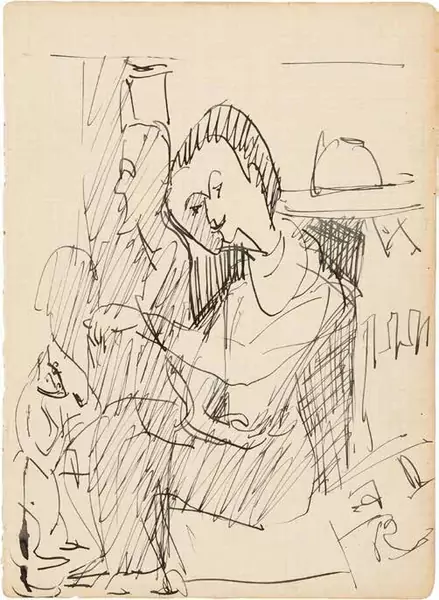 Ernst Ludwig Kirchner — ERNST LUDWIG KIRCHNER Aschaffenburg 1880–1938 Davos Portrait Lotte Kraft Rohner — Galerie Kornfeld