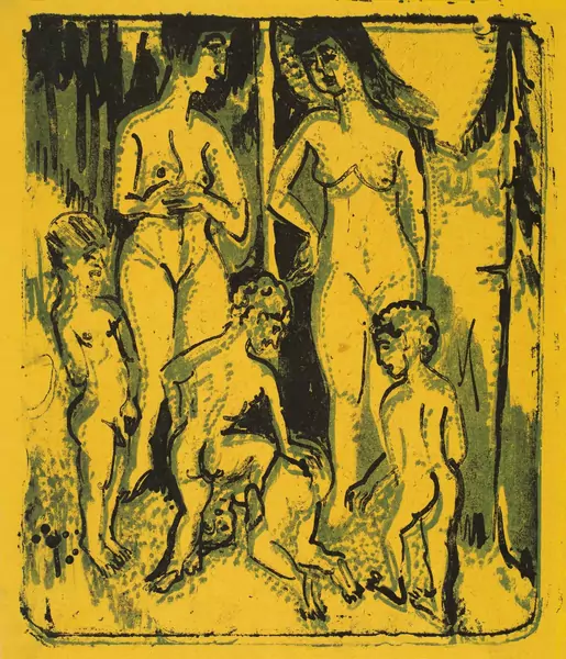 Ernst Ludwig Kirchner — Spielende nackte Kinder – Zwei Frauen und vier Kinder — Galerie Kornfeld