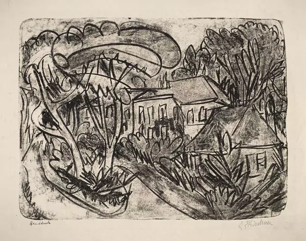 Ernst Ludwig Kirchner — Der Garten von Staberhof – Herrenhaus im Park — Galerie Kornfeld