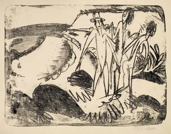 Ernst Ludwig Kirchner — Drei Badende am Strand von Fehmarn — Galerie Kornfeld