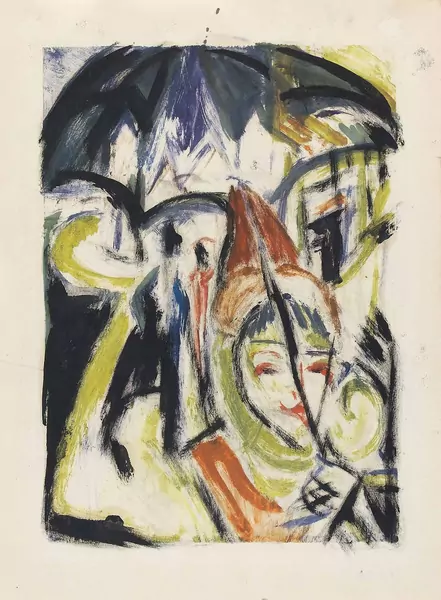 Ernst Ludwig Kirchner — Kokotte auf der Strasse – Berliner Strassenszene — Galerie Kornfeld