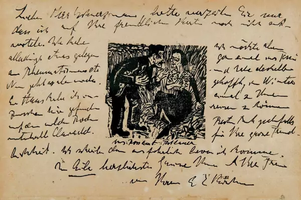 Ernst Ludwig Kirchner — Eigenhändiger Brief mit Unterschrift «E L Kirchner». [Davos IX.1923]. 1 Einzelblatt gr.-quer-8° (22,4:ca.15 cm), die Vorderseite beschrieben. Mit einem — Galerie Kornfeld