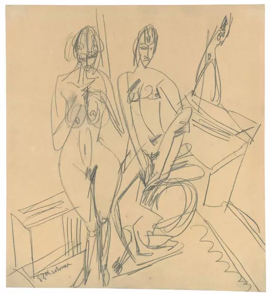 Ernst Ludwig Kirchner — Zwei nackte Mädchen — Galerie Kornfeld