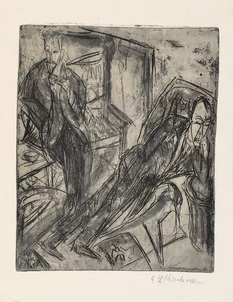 Ernst Ludwig Kirchner — Die Siesta – Botho Graef und Hugo Biallowons — Galerie Kornfeld
