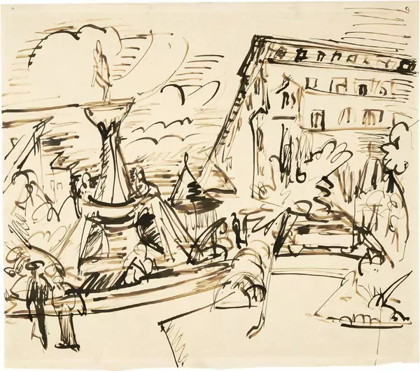 Ernst Ludwig Kirchner — Lützowplatz mit Herkulesbrunnen, Berlin — Galerie Kornfeld