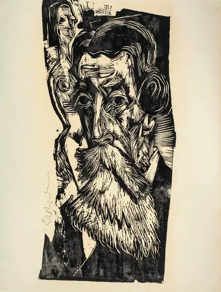 Ernst Ludwig Kirchner — Kopf Ludwig Schames – Kirchners Freund und Kunsthändler in Frankfurt a.M. — Galerie Kornfeld