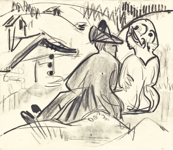 Ernst Ludwig Kirchner — Sitzendes Paar vor Hütte - rectoStehender weiblicher Akt - verso