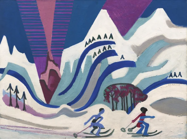 Ernst Ludwig Kirchner — Schneeberge mit Skiläufern, 1928