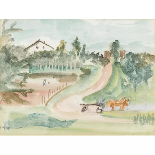 Ernst Morgenthaler — Sommerliche Landschaft mit Pferdewagen.