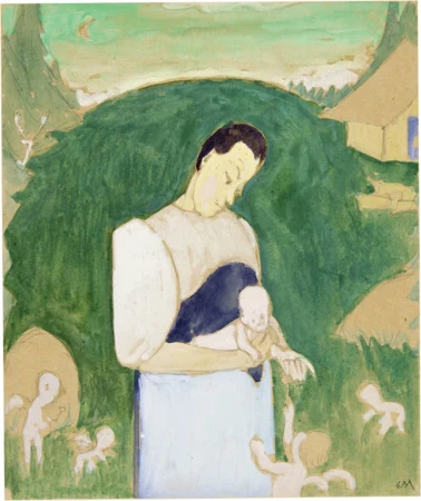 Ernst Morgenthaler — Maria mit Kind auf der Wiese — Galerie Kornfeld