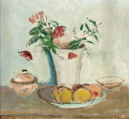 ERNST MORGENTHALER — Blumenstillleben, verso mit Selbstportät. 1925. — Koller Auktionen