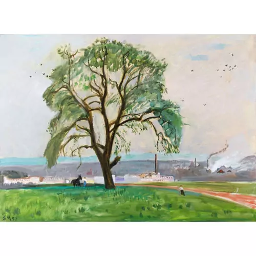 Landschaft mit der Papierfabrik von Biberist