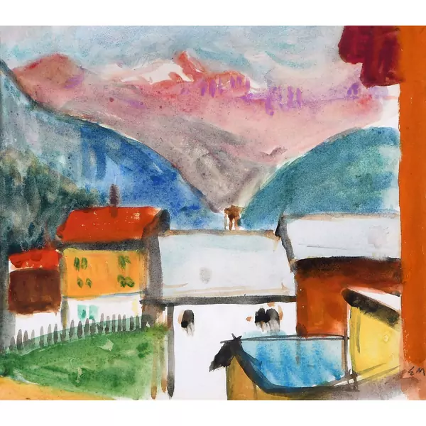 Berglandschaft mit Dorf