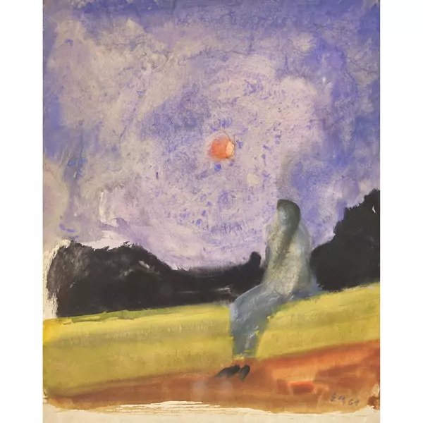 "Australische Landschaft mit roter Sonne"