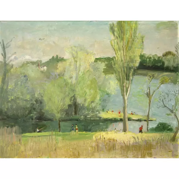 Ernst Morgenthaler — Limmat Landschaft mit Staffage — Galerie Kornfeld