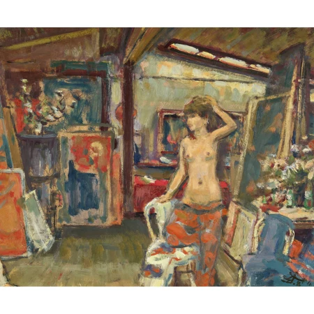 Weiblicher Akt im Künstleratelier