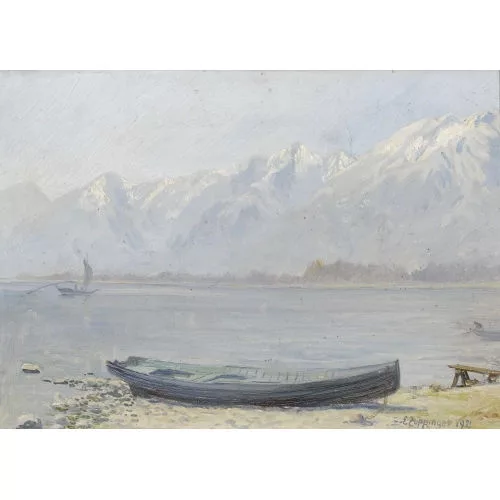Ernst Zuppinger — Seelandschaft mit Bergkette.