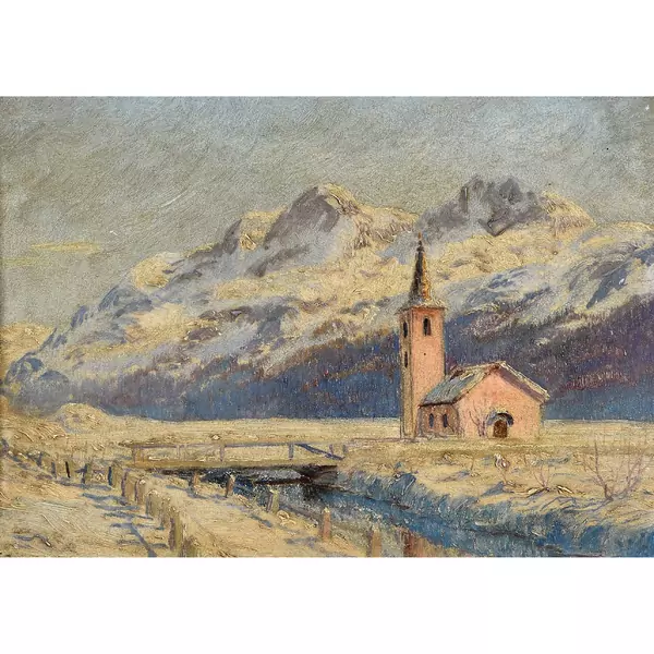 Winterliche Berglandschaft mit Kirche