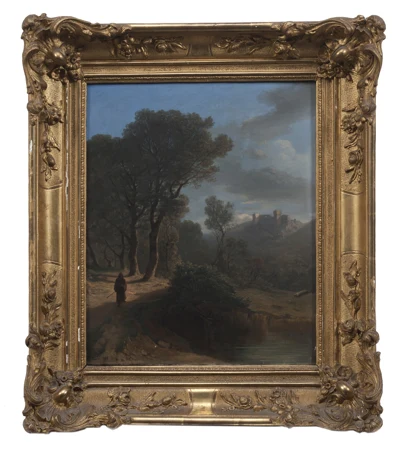 Paysage italien avec pèlerin