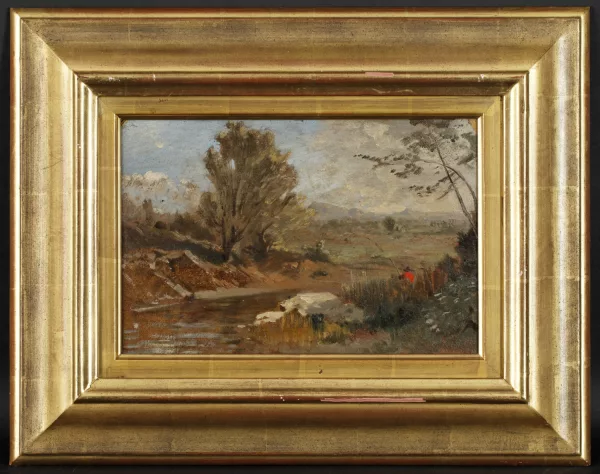 Etienne Duval — Pêcheur au bord du ruisseau,
