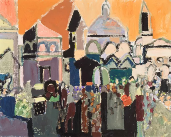Eugen Früh — Belebte Piazza, 1957