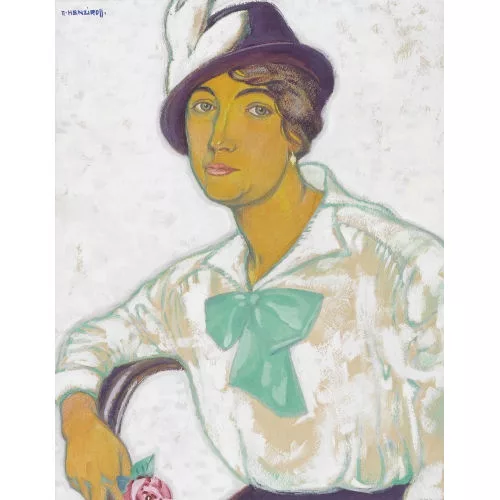 Eugen Henziross — Sitzende Dame mit Hut.