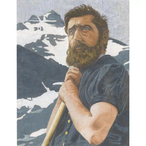 Eugène Burnand — Bauer vor Bergkulisse.