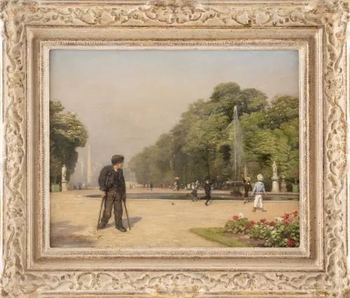 Eugène Burnand (1850-1921), "Les jardins des Tuileries — DognyAuction