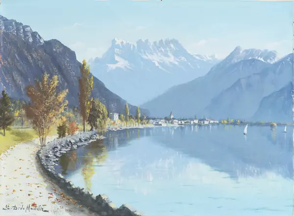 Eugène DEVAUD DE MADELIN (1906-1992), 'Villeneuve et les Dents du Midi', huile — DognyAuction