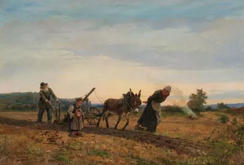 Eugène Girardet — Bauernfamilie auf dem Feld
